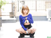 Petite Asian girl Fu Sazanami reveals her twat and gets rammed while standing