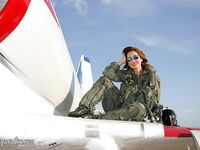 Sizzling mature babe Roni strips from military air force uniform