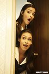 Young maid Emily Willis and hot MILF Katana Kombat take a cock deeply