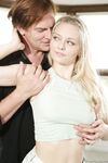 Petite blonde Alli Rae gets her tight teen pussy drilled wearing knee socks