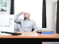 Blonde secretary Kayla Kayden gets nailed by a horny bald boss at work