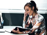 Hot secretary Christy Love getting fucked and creampied at the office