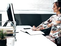 Hot secretary Christy Love getting fucked and creampied at the office