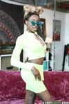 Sassy ebony Kinsley Karter gets natural tits sprayed after BBC suck & fuck
