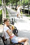 Blonde girl eats a banana in public before blowing her boyfriend at home