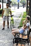 Blonde girl eats a banana in public before blowing her boyfriend at home