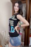 Brunette teen ditches denim miniskirt before sex with her boyfriend