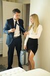 Hot blonde brings coworker home to enjoy FFM threesome with her sexy roommate
