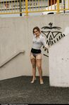 Older woman Dirty Angie takes a piss outdoors in retro nylons