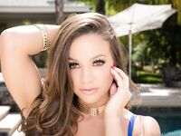 Bombshell in blue lingerie Abigail Mac delivers a footjob and fucks a BBC