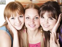 3 young lesbians line up their bare asses in a row after getting undressed