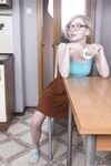 Amateur teen Abby shows off her hairy pussy & armpit in the kitchen