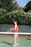 Curvy brunette Penny Flame flaunts hot ass & deep cleavage in her tennis dress