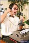 Promiscuous office MILF in old fashioned stockings Penny Flame fucking