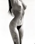 Sexy celebrity Cindy Crawford posing naked for the black and white photo shoot