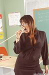 Middle-aged Asian teacher Ava Devine whips out her big boobs in classroom