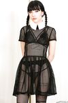 Tall thin Charlotte Sartre as Wednesday Addams strips sheer dress to spread