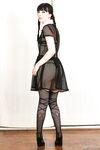 Tall thin Charlotte Sartre as Wednesday Addams strips sheer dress to spread