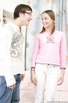 Young blonde girl in cute socks and pigtails is tricked into losing her cherry