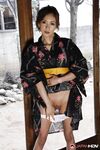 Japanese model Shuri Maihama removes upskirt panties in a kimono