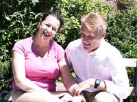 Big boobed amateur Eva Jayne gets banged on a blanket in the garden