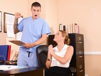 Horny secretary Abby Cross shows her ass and gets rammed by a doctor