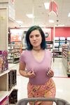 Naughty brunette teen Skylar Anke exposes herself at shopping outlets