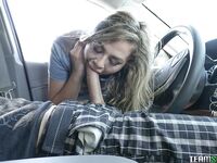 Slutty Nicolette Love gives blowjob in car & takes it home for POV facial