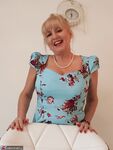 Classy mature Lorna Blu hiking dress to spread pussy lips & pinching nipples