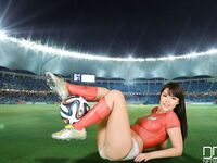 Stunning body-painted soccer player Ava Dalush showing off her fantastic body
