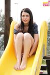 Bare legged Petra flaunts her sexy toes and hot bare feet close up outdoors