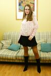 Nerdy amateur with big boobs Sadie strips to a hot garter belt and heels