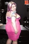 Obese female Porsche Dali releases her saggy boobs from sheer attire and bra