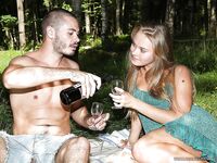 Busty teen enjoys passionate anal fucking in the forest