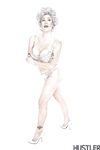 Granny pornstar Darla Crane stripping down to bra and underwear