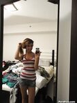 Latina ex-girlfriend Veronica Rodriguez snapping off selfies while undressing
