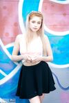 Fair skinned amateur Margarita shows her tits and twat in front of graffiti