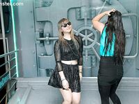 Fully clothed girl dance and get soaking wet during sprinkler malfunction