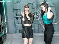 Fully clothed girl dance and get soaking wet during sprinkler malfunction