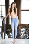 Slim Latina Catalina strips on the balcony before toying herself in the shower