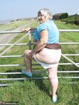 Fat old woman Grandma Libby exposes herself on a desolate bike path