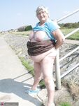 Fat old woman Grandma Libby exposes herself on a desolate bike path