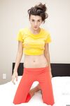 Skinny teen amateur Lavi Neagu peels her yoga pants to pose in lace panties