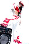 Extravagant bad girl Christy Mack poses in sexy Hip-Hop style clothing