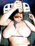 Chunky Euro model Chloe Vevrier freeing massive tits from bikini in sunglasses