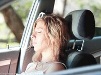 Young blonde Chastity Lynn gives a public blowjob to her man in the car