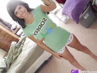 Latina teen Layla Rose takes selfies of her great tits and shaved pussy