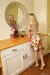 Skinny blonde teen Chanel Shortcake sticks a banana up her bald twat