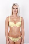 Platinum blonde amateur Beata reveals pussy piercing after getting undressed