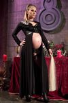 Pregnant Bella Wilde stunning in black lingerie gets ready for BDSM pleasure